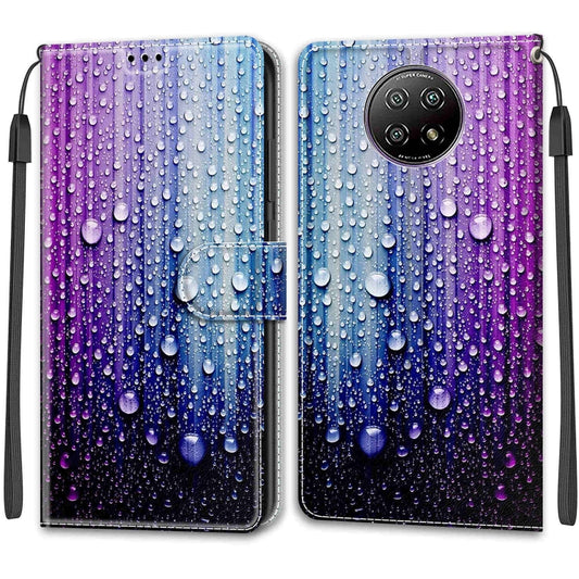 For Xiaomi Redmi Note 9 5G/ 9T Voltage Coloured Drawing Magnetic Clasp Horizontal Flip PU Leather Case with Holder & Card Slots(C05 Purple Blue Water Drops) by buy2fix
