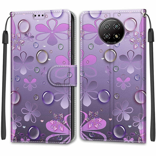 For Xiaomi Redmi Note 9 5G/ 9T Voltage Coloured Drawing Magnetic Clasp Horizontal Flip PU Leather Case with Holder & Card Slots(C16 Water Drop Six Petal Flower) by buy2fix