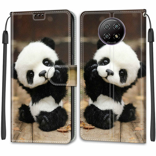 For Xiaomi Redmi Note 9 5G/ 9T Voltage Coloured Drawing Magnetic Clasp Horizontal Flip PU Leather Case with Holder & Card Slots(C18 Wood Board Panda) by buy2fix