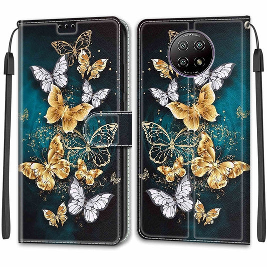 For Xiaomi Redmi Note 9 5G/ 9T Voltage Coloured Drawing Magnetic Clasp Horizontal Flip PU Leather Case with Holder & Card Slots(C20 Gold Silver Flying Butterflies) by buy2fix