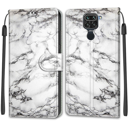 For Xiaomi Redmi Note 9/Redmi 10X 4G Voltage Coloured Drawing Magnetic Clasp Horizontal Flip PU Leather Case with Holder & Card Slots(C01 White Marble) by buy2fix