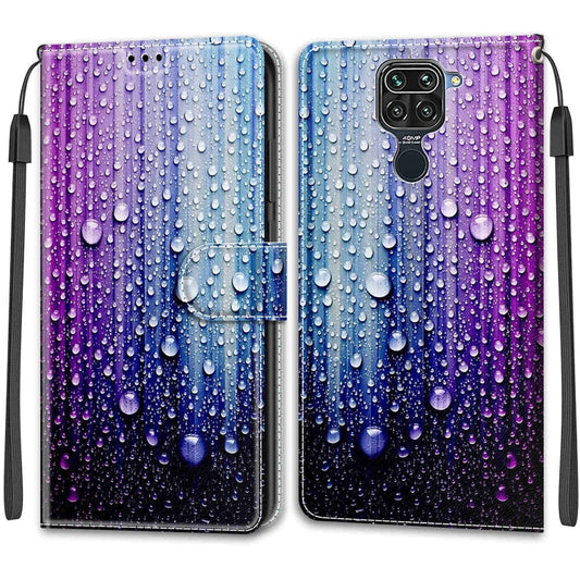 For Xiaomi Redmi Note 9/Redmi 10X 4G Voltage Coloured Drawing Magnetic Clasp Horizontal Flip PU Leather Case with Holder & Card Slots(C05 Purple Blue Water Drops) by buy2fix