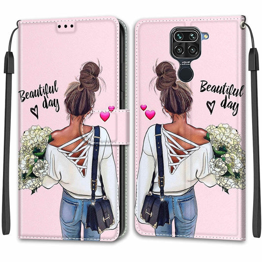 For Xiaomi Redmi Note 9/Redmi 10X 4G Voltage Coloured Drawing Magnetic Clasp Horizontal Flip PU Leather Case with Holder & Card Slots(C09 Hug Flower) by buy2fix