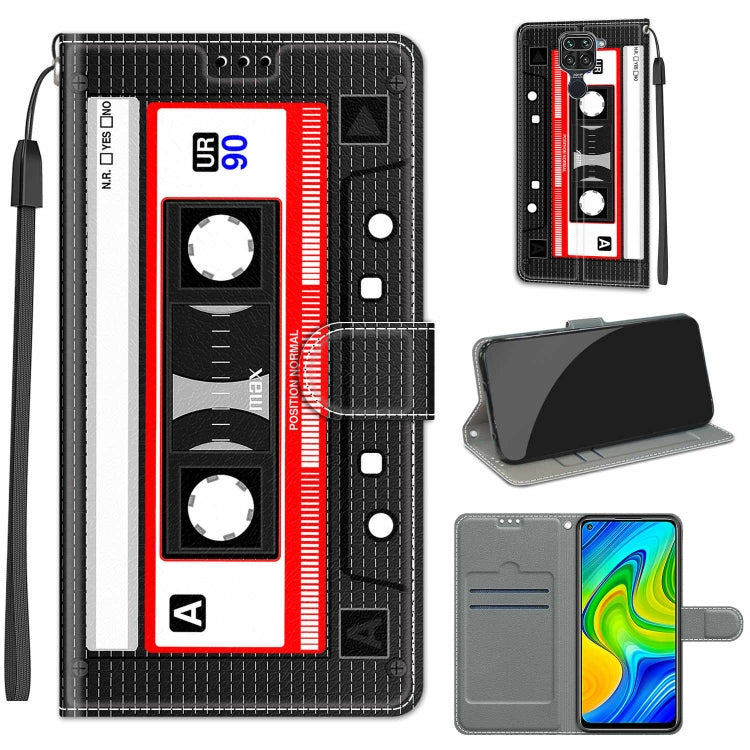 For Xiaomi Redmi Note 9/Redmi 10X 4G Voltage Coloured Drawing Magnetic Clasp Horizontal Flip PU Leather Case with Holder & Card Slots(C10 Black Red Tape) - Xiaomi Cases by buy2fix | Online Shopping UK | buy2fix