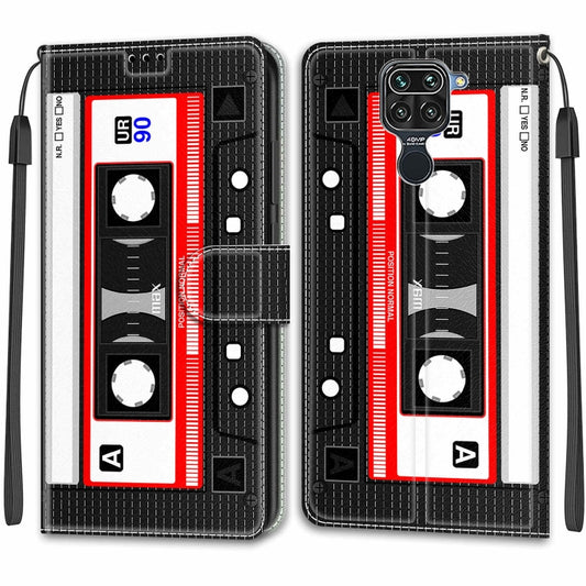 For Xiaomi Redmi Note 9/Redmi 10X 4G Voltage Coloured Drawing Magnetic Clasp Horizontal Flip PU Leather Case with Holder & Card Slots(C10 Black Red Tape) by buy2fix