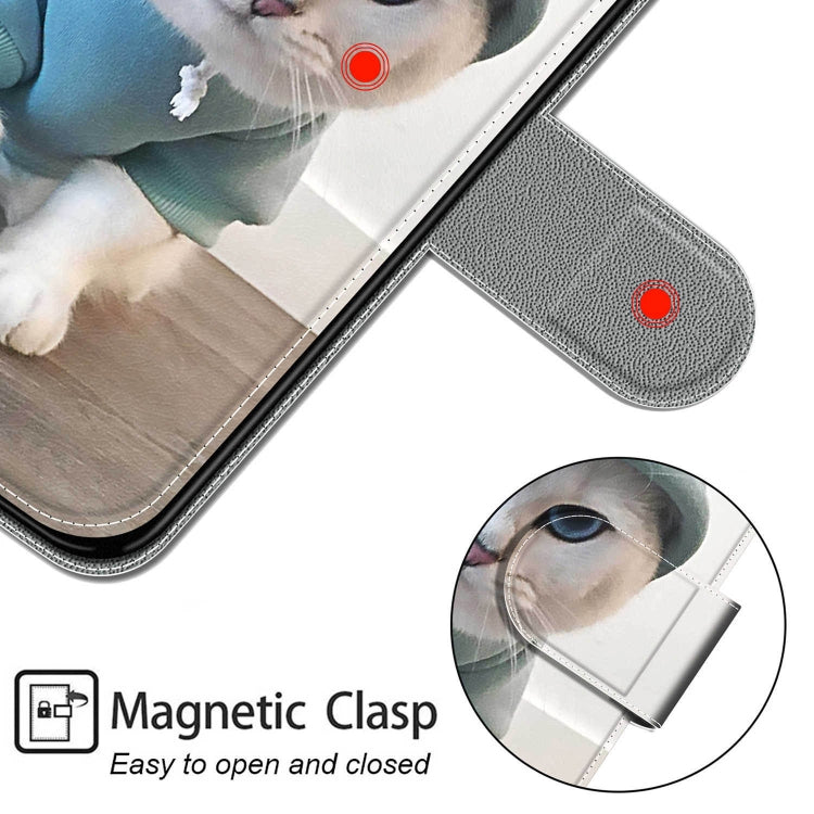 For Xiaomi Redmi Note 9/Redmi 10X 4G Voltage Coloured Drawing Magnetic Clasp Horizontal Flip PU Leather Case with Holder & Card Slots(C15 Blue Sweater White Cat) - Xiaomi Cases by buy2fix | Online Shopping UK | buy2fix