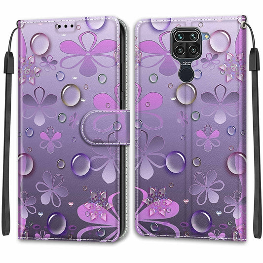 For Xiaomi Redmi Note 9/Redmi 10X 4G Voltage Coloured Drawing Magnetic Clasp Horizontal Flip PU Leather Case with Holder & Card Slots(C16 Water Drop Six Petal Flower) by buy2fix