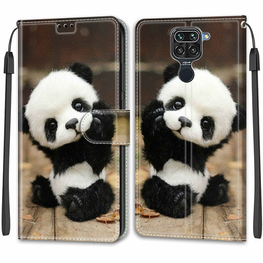 For Xiaomi Redmi Note 9/Redmi 10X 4G Voltage Coloured Drawing Magnetic Clasp Horizontal Flip PU Leather Case with Holder & Card Slots(C18 Wood Board Panda) by buy2fix