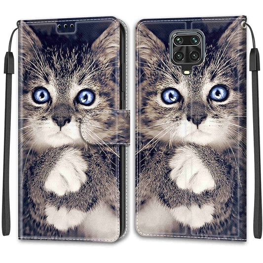 For Xiaomi Redmi Note 9S/9 Pro Voltage Coloured Drawing Magnetic Clasp Horizontal Flip PU Leather Case with Holder & Card Slots(C02 Fork Hand White Claw Cat) by buy2fix