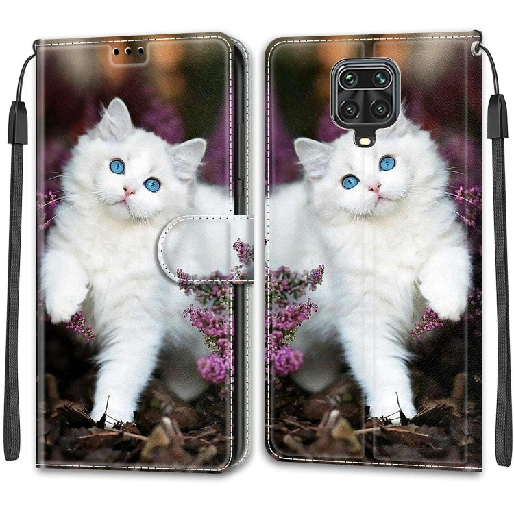 For Xiaomi Redmi Note 9S/9 Pro Voltage Coloured Drawing Magnetic Clasp Horizontal Flip PU Leather Case with Holder & Card Slots(C08 Flower Bush Big White Cat) - Xiaomi Cases by buy2fix | Online Shopping UK | buy2fix