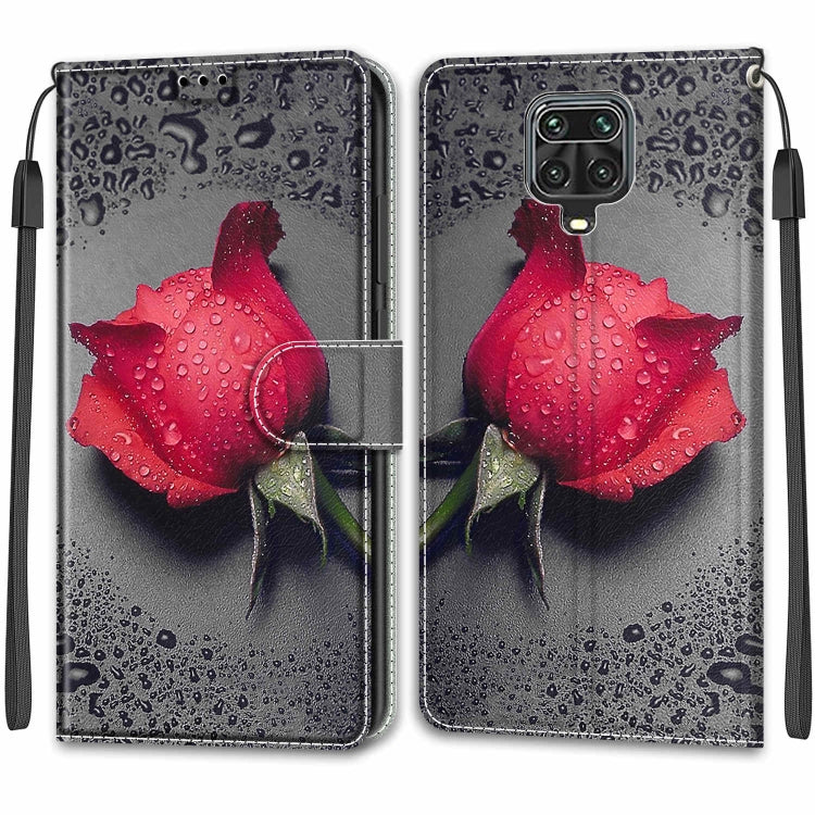 For Xiaomi Redmi Note 9S/9 Pro Voltage Coloured Drawing Magnetic Clasp Horizontal Flip PU Leather Case with Holder & Card Slots(C14 Black Water Drop Rose) - Xiaomi Cases by buy2fix | Online Shopping UK | buy2fix