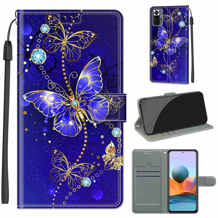For Xiaomi Redmi Note 10 Pro Max/10 Pro Voltage Coloured Drawing Magnetic Clasp Horizontal Flip PU Leather Case with Holder & Card Slots(C11 Blue Golden Chain Butterflies) - Xiaomi Cases by buy2fix | Online Shopping UK | buy2fix