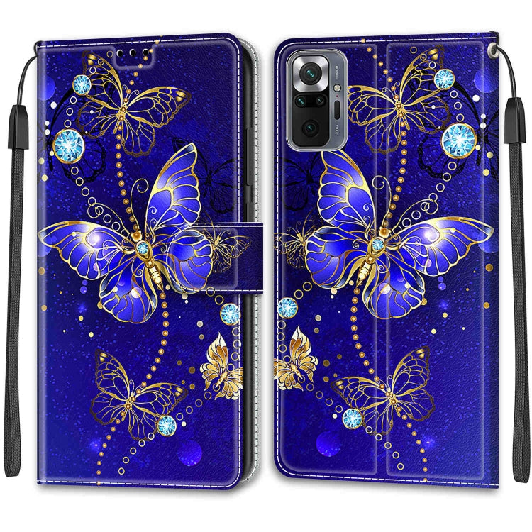 For Xiaomi Redmi Note 10 Pro Max/10 Pro Voltage Coloured Drawing Magnetic Clasp Horizontal Flip PU Leather Case with Holder & Card Slots(C11 Blue Golden Chain Butterflies) - Xiaomi Cases by buy2fix | Online Shopping UK | buy2fix