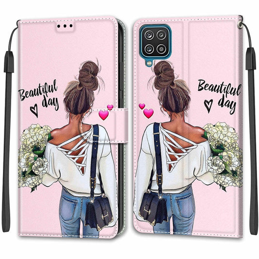 For Samsung Galaxy A12 / M12 Voltage Colored Drawing Magnetic Clasp Horizontal Flip PU Leather Case with Holder & Card Slots(C09 Hug Flower) by buy2fix