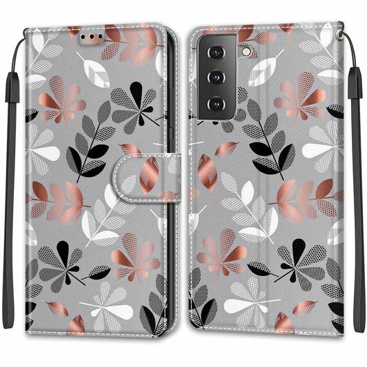 For Samsung Galaxy S21 5G Voltage Colored Drawing Magnetic Clasp Horizontal Flip PU Leather Case with Holder & Card Slots(C19 Material Flower) by buy2fix