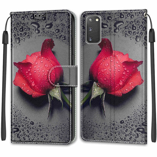 For Samsung Galaxy S20 Voltage Colored Drawing Magnetic Clasp Horizontal Flip PU Leather Case with Holder & Card Slots(C14 Black Water Drop Rose) by buy2fix