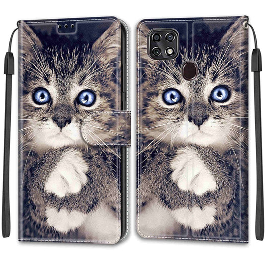 For ZTE Blade 20 Smart Voltage Coloured Drawing Magnetic Clasp Horizontal Flip PU Leather Case with Holder & Card Slots(C02 Fork Hand White Claw Cat) by buy2fix