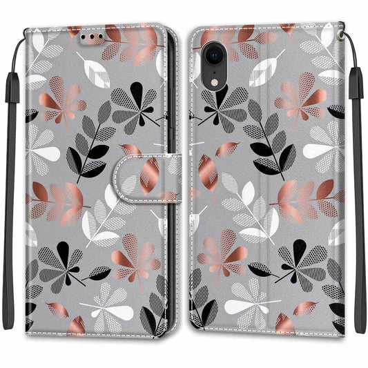 For iPhone XR Voltage Colored Drawing Magnetic Clasp Horizontal Flip PU Leather Case with Holder & Card Slots(C19 Material Flower) by buy2fix