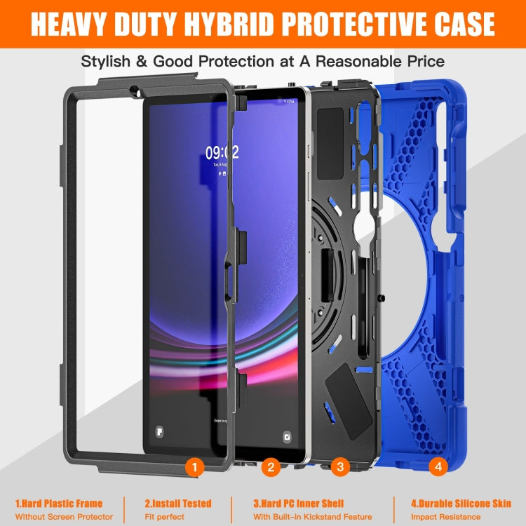 For Samsung Galaxy Tab S7 FE T730 / S7+ / S9+ /S8+ Silicone + PC Protective Case with Holder & Shoulder Strap(Blue) - Other Galaxy Tab PC by buy2fix | Online Shopping UK | buy2fix
