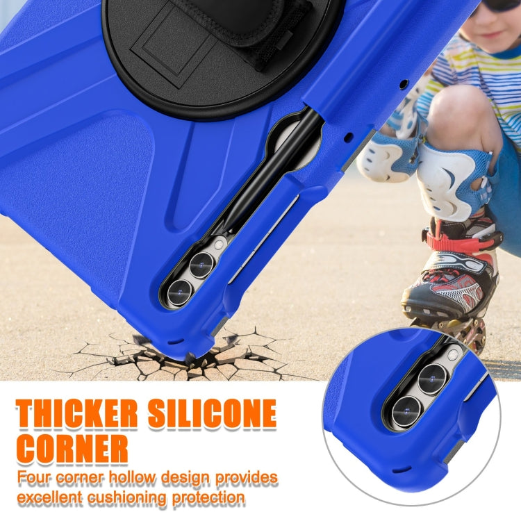 For Samsung Galaxy Tab S7 FE T730 / S7+ / S9+ /S8+ Silicone + PC Protective Case with Holder & Shoulder Strap(Blue) - Other Galaxy Tab PC by buy2fix | Online Shopping UK | buy2fix