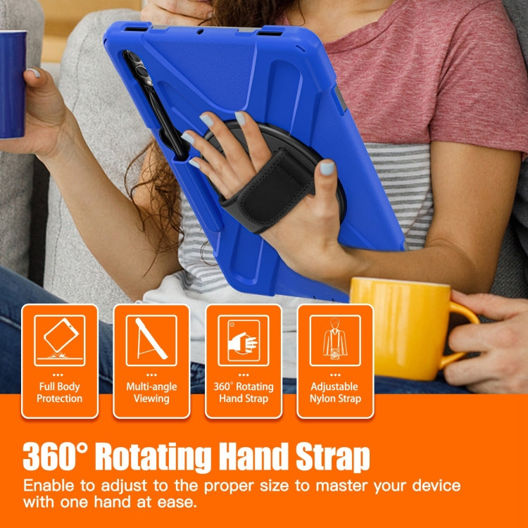 For Samsung Galaxy Tab S7 FE T730 / S7+ / S9+ /S8+ Silicone + PC Protective Case with Holder & Shoulder Strap(Blue) - Other Galaxy Tab PC by buy2fix | Online Shopping UK | buy2fix
