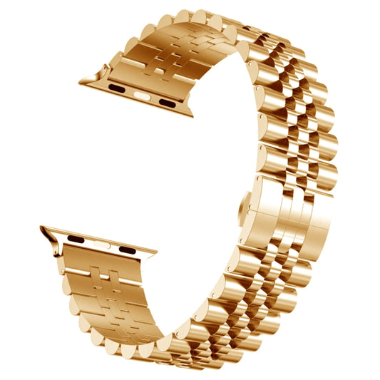Man Five Beads Stainless Steel Watch Band, Width: 22mm For Apple Watch Ultra 49mm&Watch Ultra 2 49mm / Series 9&8&7 45mm / SE 3&SE 2&6&SE&5&4 44mm / 3&2&1 42mm(Rose Gold) by buy2fix