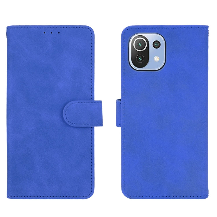 For Xiaomi Mi 11 Lite Solid Color Skin Feel Magnetic Buckle Horizontal Flip Calf Texture PU Leather Case with Holder & Card Slots & Wallet(Blue) - Xiaomi Cases by buy2fix | Online Shopping UK | buy2fix