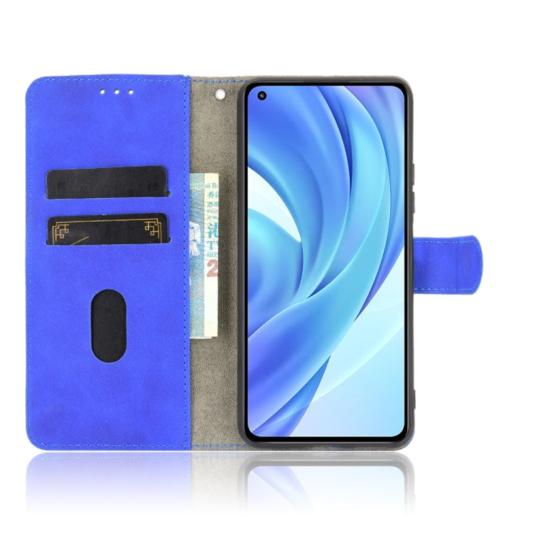 For Xiaomi Mi 11 Lite Solid Color Skin Feel Magnetic Buckle Horizontal Flip Calf Texture PU Leather Case with Holder & Card Slots & Wallet(Blue) - Xiaomi Cases by buy2fix | Online Shopping UK | buy2fix
