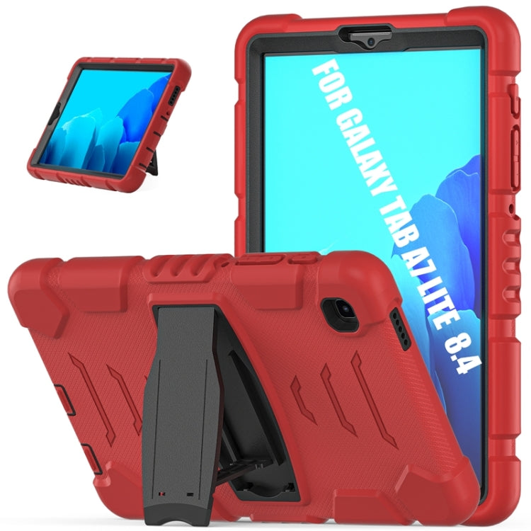 For Samsung Galaxy Tab A7 Lite 8.7 inch 2021 3-Layer Protection Screen Frame + PC + Silicone Shockproof Combination Case with Holder(Red+Black) - Tab A7 Lite T220 / T225 by buy2fix | Online Shopping UK | buy2fix
