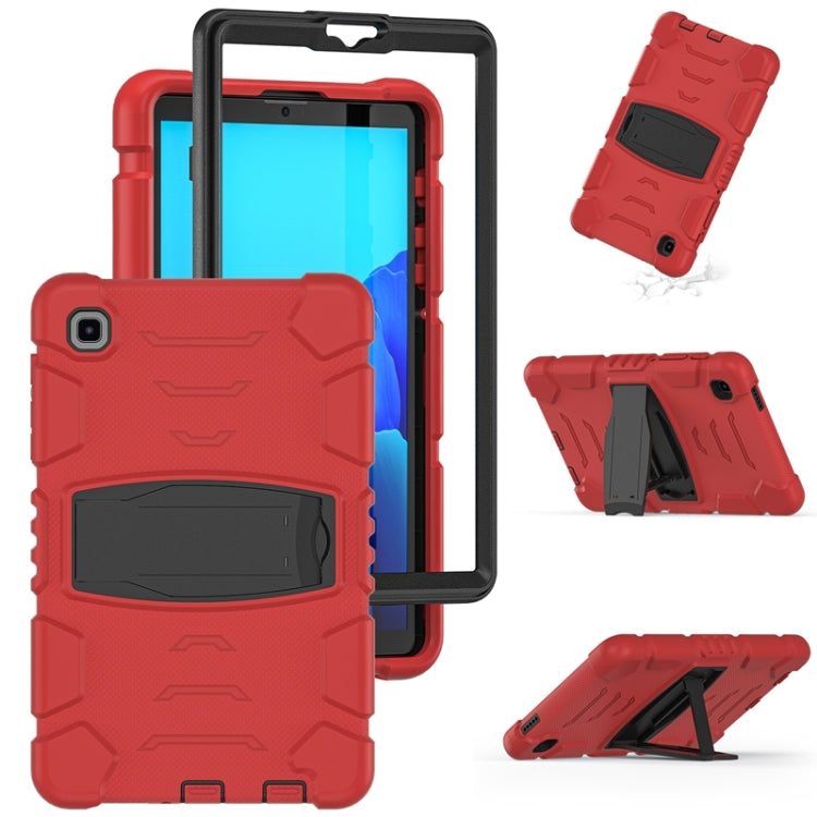 For Samsung Galaxy Tab A7 Lite 8.7 inch 2021 3-Layer Protection Screen Frame + PC + Silicone Shockproof Combination Case with Holder(Red+Black) - Tab A7 Lite T220 / T225 by buy2fix | Online Shopping UK | buy2fix