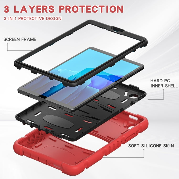 For Samsung Galaxy Tab A7 Lite 8.7 inch 2021 3-Layer Protection Screen Frame + PC + Silicone Shockproof Combination Case with Holder(Red+Black) - Tab A7 Lite T220 / T225 by buy2fix | Online Shopping UK | buy2fix