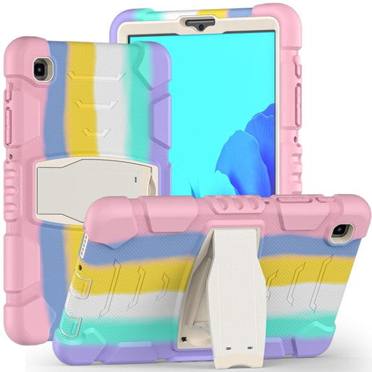 For Samsung Galaxy Tab A7 Lite 8.7 inch 2021 3-Layer Protection Screen Frame + PC + Silicone Shockproof Combination Case with Holder(Colorful Pink) by buy2fix
