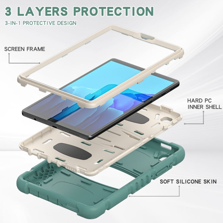 For Samsung Galaxy Tab A7 Lite 8.7 inch 2021 3-Layer Protection Screen Frame + PC + Silicone Shockproof Combination Case with Holder(Emerald Green) - Tab A7 Lite T220 / T225 by buy2fix | Online Shopping UK | buy2fix