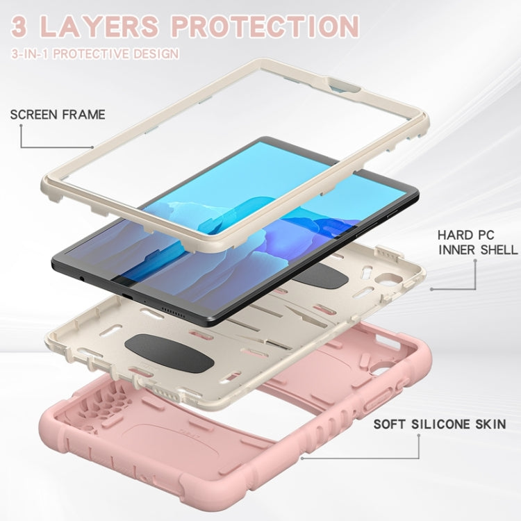 For Samsung Galaxy Tab A7 Lite 8.7 inch 2021 3-Layer Protection Screen Frame + PC + Silicone Shockproof Combination Case with Holder(Cherry Blossoms Pink) - Tab A7 Lite T220 / T225 by buy2fix | Online Shopping UK | buy2fix