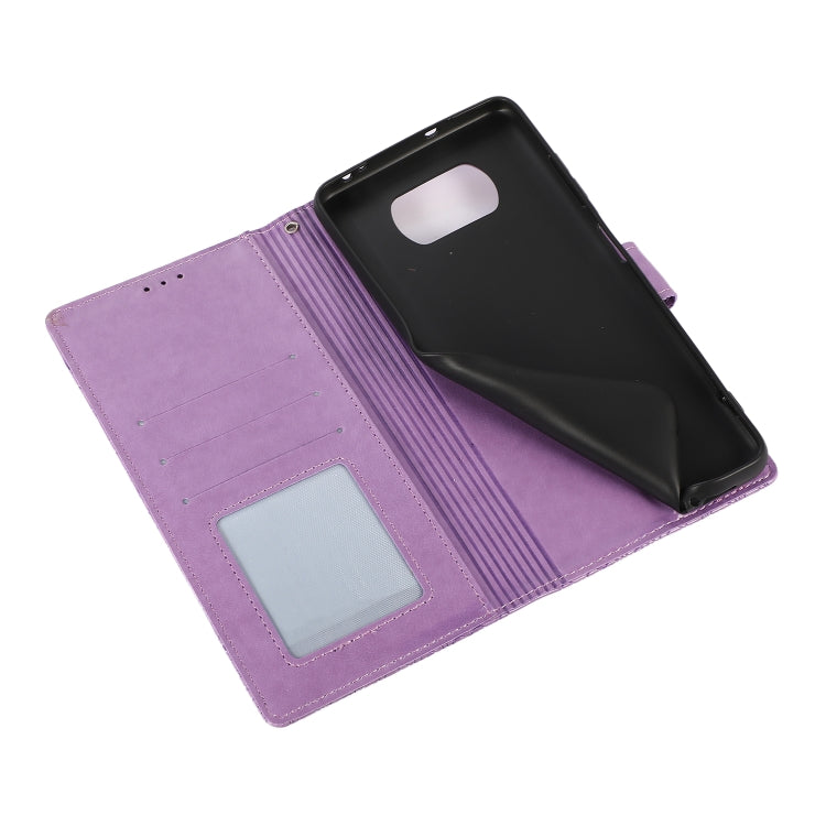 For Xiaomi POCO X3 NFC / X3 Pro / X3 Skin Feel Embossed Sunflower Horizontal Flip Leather Case with Holder & Card Slots & Wallet & Lanyard(Purple) - Xiaomi Cases by buy2fix | Online Shopping UK | buy2fix