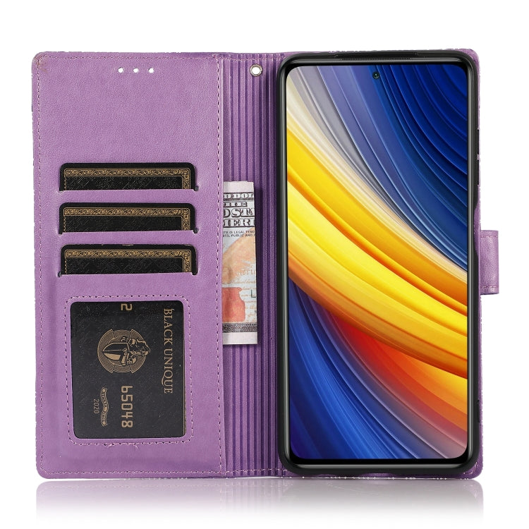 For Xiaomi POCO X3 NFC / X3 Pro / X3 Skin Feel Embossed Sunflower Horizontal Flip Leather Case with Holder & Card Slots & Wallet & Lanyard(Purple) - Xiaomi Cases by buy2fix | Online Shopping UK | buy2fix