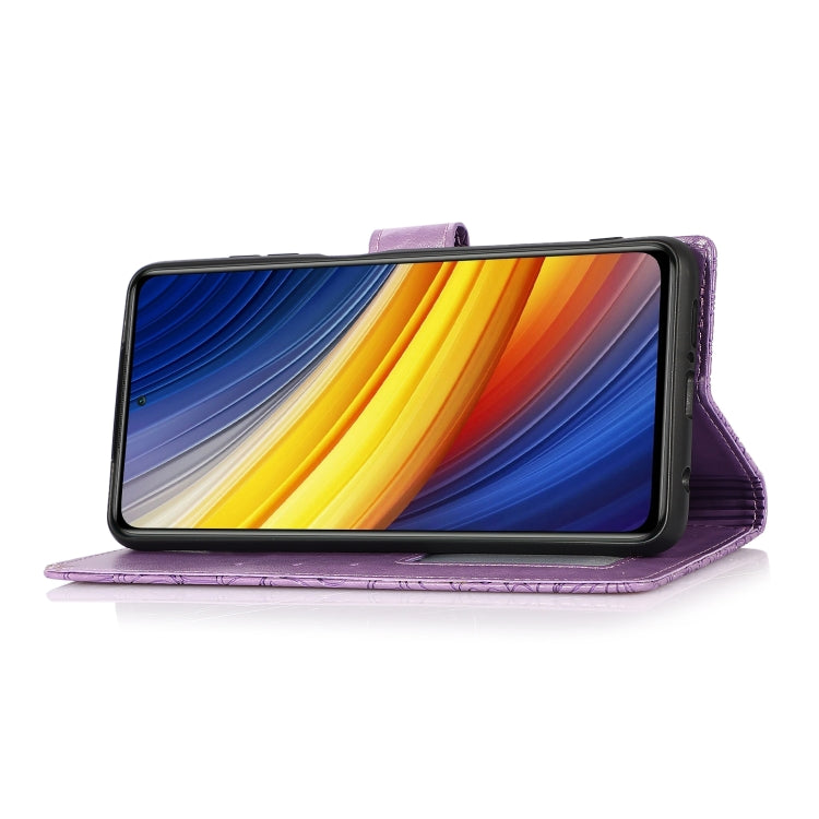For Xiaomi POCO X3 NFC / X3 Pro / X3 Skin Feel Embossed Sunflower Horizontal Flip Leather Case with Holder & Card Slots & Wallet & Lanyard(Purple) - Xiaomi Cases by buy2fix | Online Shopping UK | buy2fix