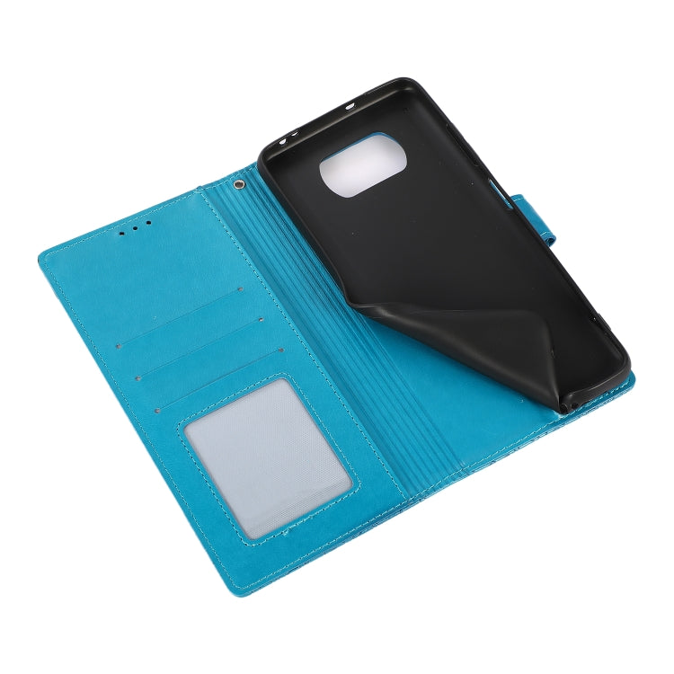 For Xiaomi POCO X3 NFC / X3 Pro / X3 Skin Feel Embossed Sunflower Horizontal Flip Leather Case with Holder & Card Slots & Wallet & Lanyard(Blue) - Xiaomi Cases by buy2fix | Online Shopping UK | buy2fix