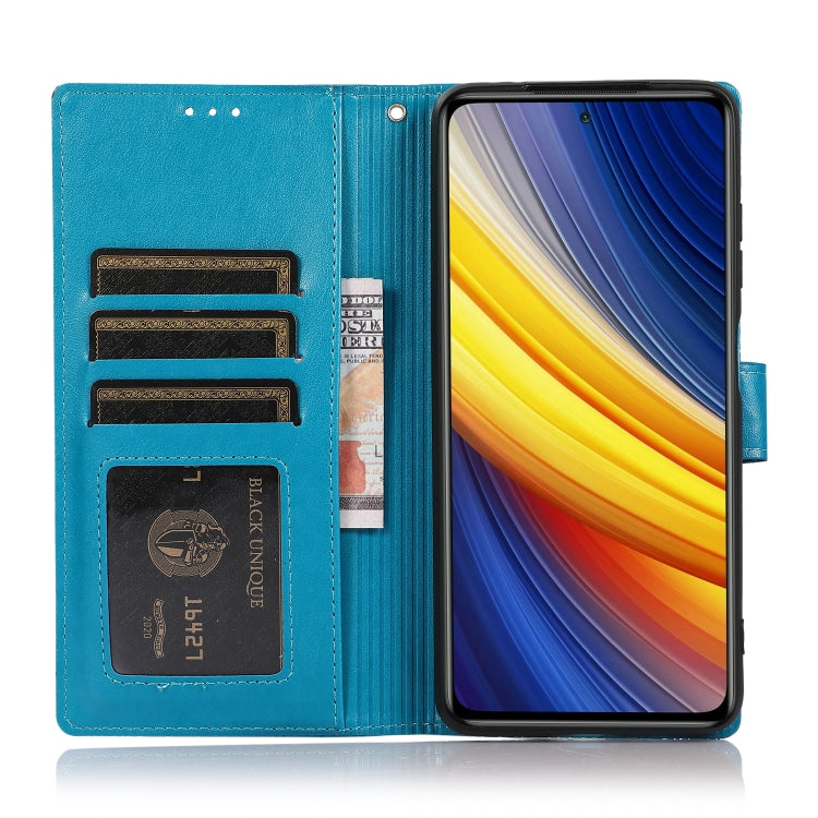 For Xiaomi POCO X3 NFC / X3 Pro / X3 Skin Feel Embossed Sunflower Horizontal Flip Leather Case with Holder & Card Slots & Wallet & Lanyard(Blue) - Xiaomi Cases by buy2fix | Online Shopping UK | buy2fix