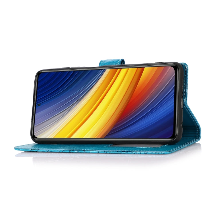 For Xiaomi POCO X3 NFC / X3 Pro / X3 Skin Feel Embossed Sunflower Horizontal Flip Leather Case with Holder & Card Slots & Wallet & Lanyard(Blue) - Xiaomi Cases by buy2fix | Online Shopping UK | buy2fix