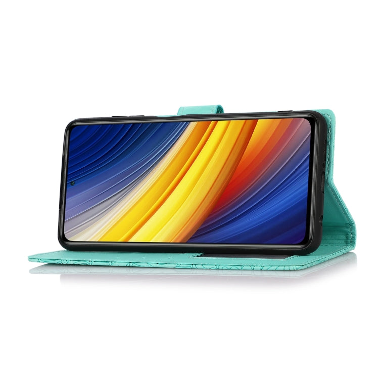 For Xiaomi POCO X3 NFC / X3 Pro / X3 Skin Feel Embossed Sunflower Horizontal Flip Leather Case with Holder & Card Slots & Wallet & Lanyard(Green) - Xiaomi Cases by buy2fix | Online Shopping UK | buy2fix