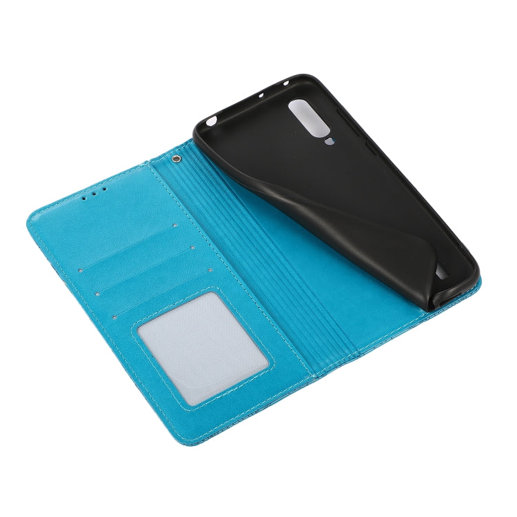 For Xiaomi Mi CC9 Skin Feel Embossed Sunflower Horizontal Flip Leather Case with Holder & Card Slots & Wallet & Lanyard(Blue) - Xiaomi Cases by buy2fix | Online Shopping UK | buy2fix