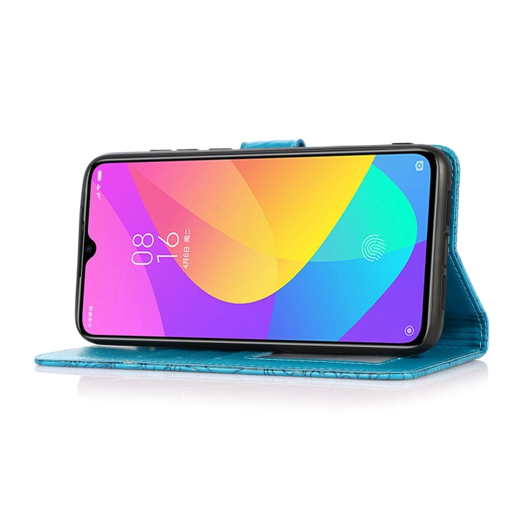 For Xiaomi Mi CC9 Skin Feel Embossed Sunflower Horizontal Flip Leather Case with Holder & Card Slots & Wallet & Lanyard(Blue) - Xiaomi Cases by buy2fix | Online Shopping UK | buy2fix