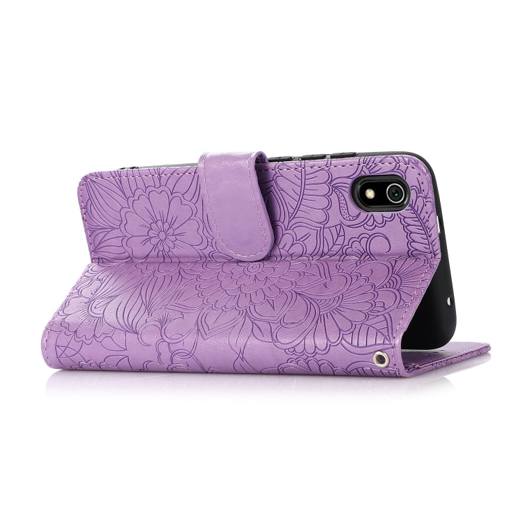 For Xiaomi Redmi 7A Skin Feel Embossed Sunflower Horizontal Flip Leather Case with Holder & Card Slots & Wallet & Lanyard(Purple) - Xiaomi Cases by buy2fix | Online Shopping UK | buy2fix