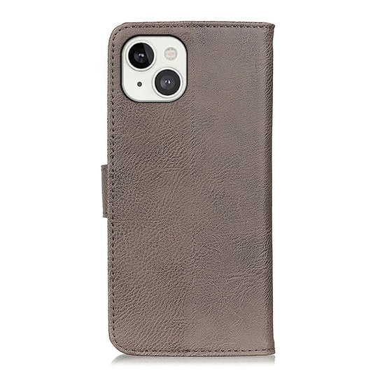 For iPhone 13 KHAZNEH Cowhide Texture Horizontal Flip Leather Case with Holder & Card Slots & Wallet(Khaki) by buy2fix