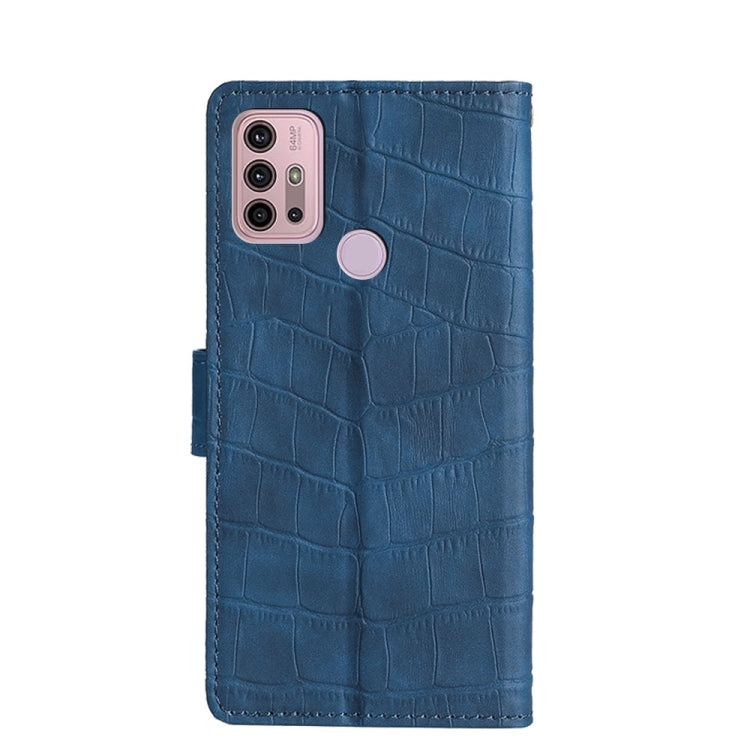 For Motorola Moto G30 Skin Feel Crocodile Texture Magnetic Clasp Horizontal Flip PU Leather Case with Holder & Card Slots & Wallet(Blue) - Motorola Cases by buy2fix | Online Shopping UK | buy2fix