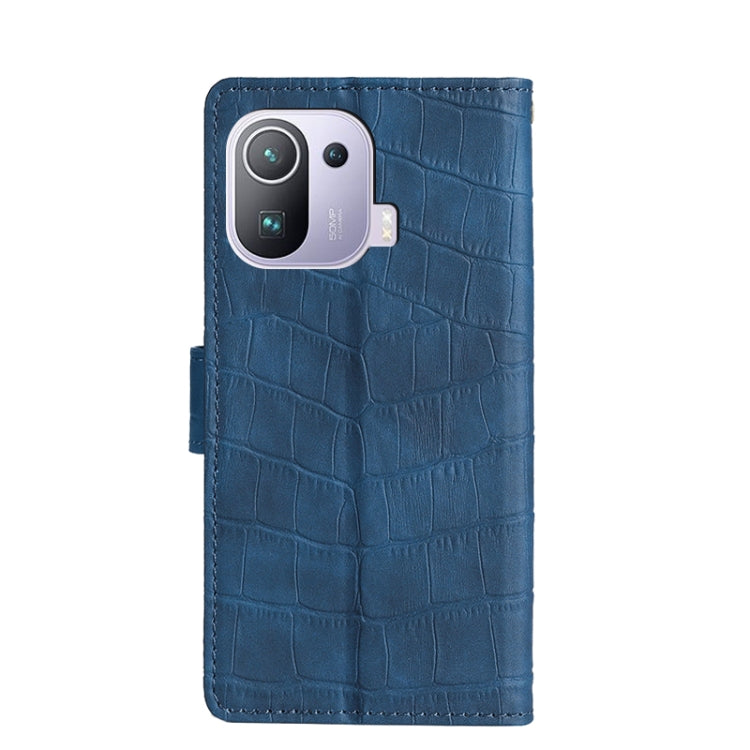 For Xiaomi Mi 11 Pro Skin Feel Crocodile Texture Magnetic Clasp Horizontal Flip PU Leather Case with Holder & Card Slots & Wallet(Blue) - Xiaomi Cases by buy2fix | Online Shopping UK | buy2fix