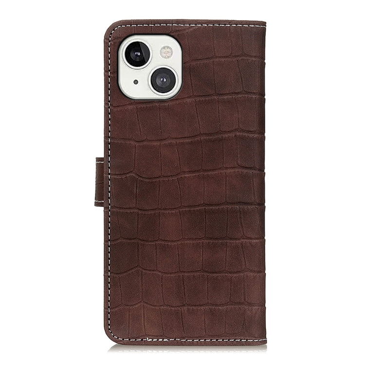 For iPhone 13 Crocodile Texture Horizontal Flip Leather Case with Holder & Card Slots & Wallet(Brown) - iPhone 13 Cases by buy2fix | Online Shopping UK | buy2fix