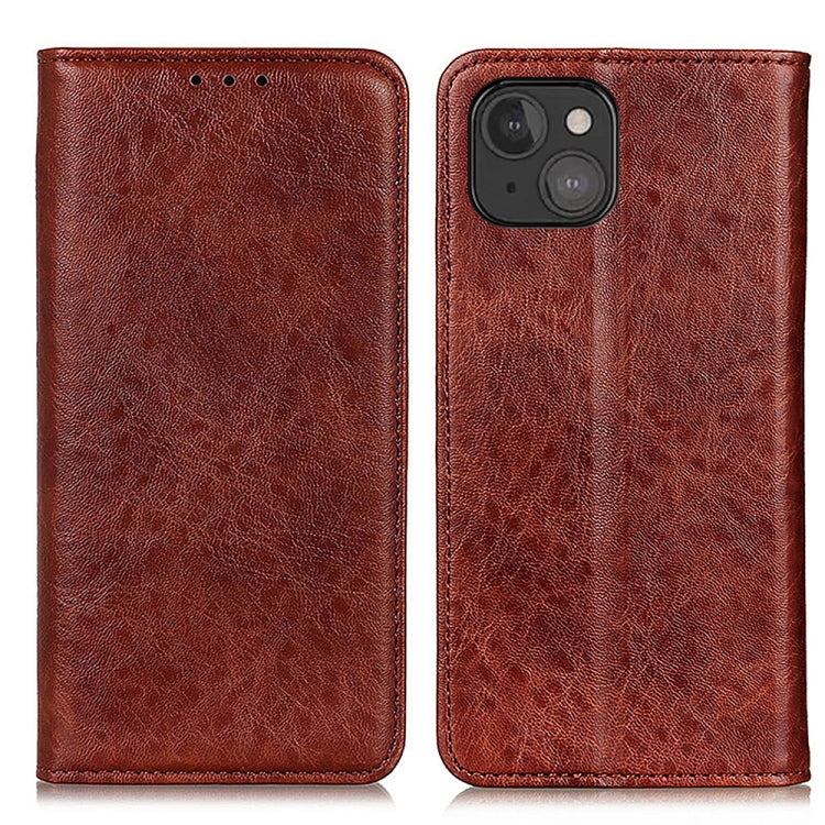For iPhone 13 mini Magnetic Crazy Horse Texture Horizontal Flip Leather Case with Holder & Card Slots & Wallet (Brown) - iPhone 13 mini Cases by buy2fix | Online Shopping UK | buy2fix