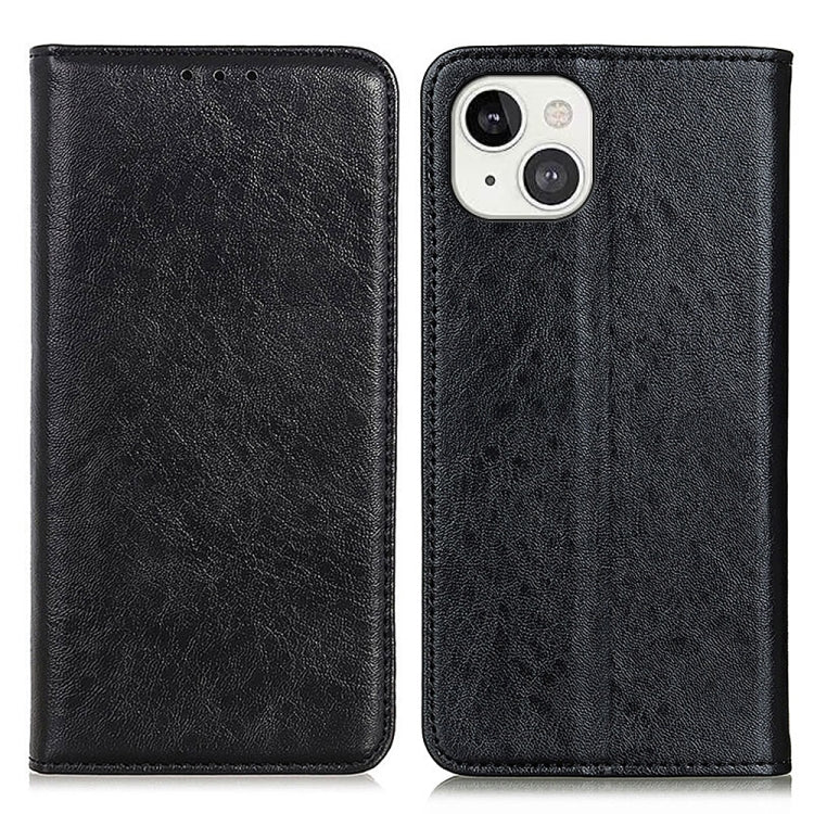 For iPhone 13 Magnetic Crazy Horse Texture Horizontal Flip Leather Case with Holder & Card Slots & Wallet(Black) - iPhone 13 Cases by buy2fix | Online Shopping UK | buy2fix
